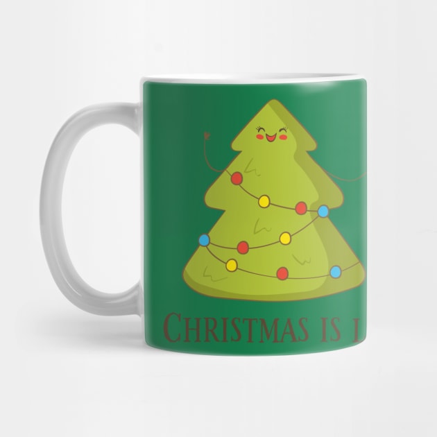 Christmas Is Lit, Funny Cute Christmas Tree by Dreamy Panda Designs